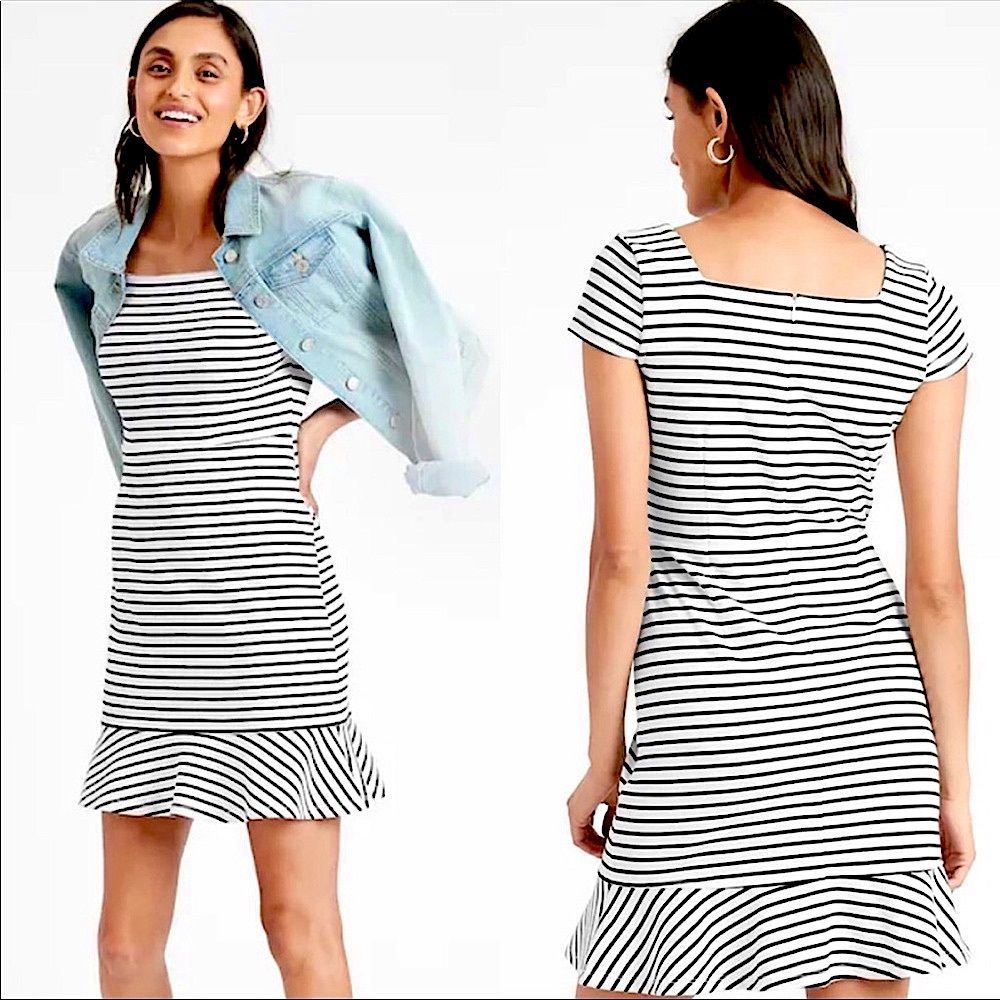 NWT Banana Republic Knit Striped Sheath Dress BLACK/WHITE - SIZE 6